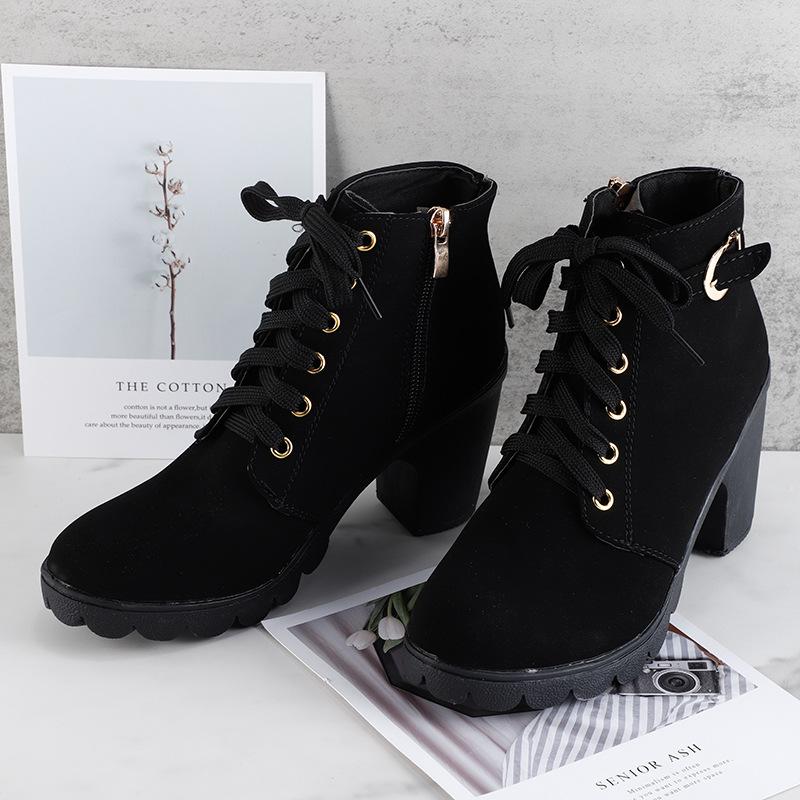 Fashion New Spring Winter Women Pumps Boots High Lace-up Ladies Shoes Simple comfortable versatile High Heels Boots