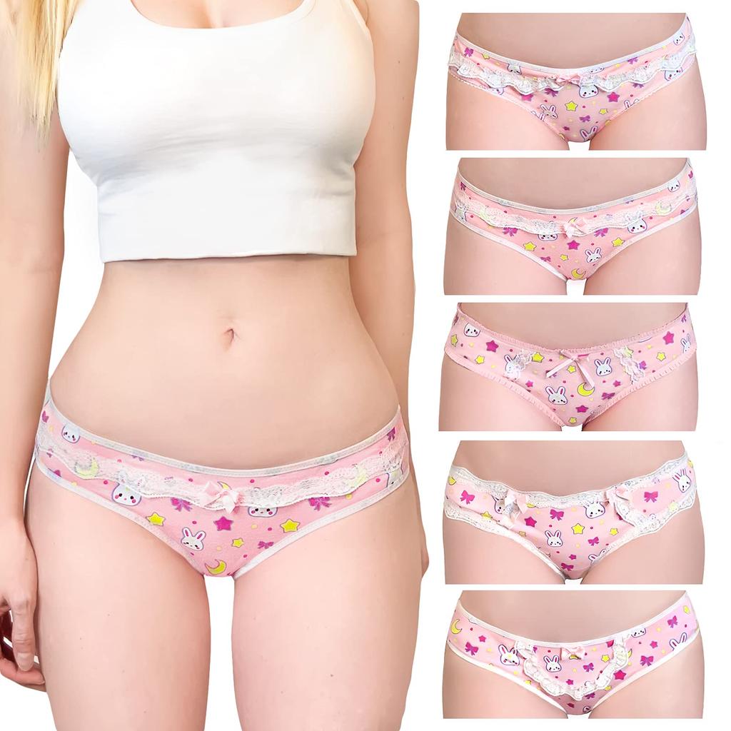 LittleForBig Panty Set and Moon 5 Size M Women's 5-Piece (Rabbit Print) - Styles,