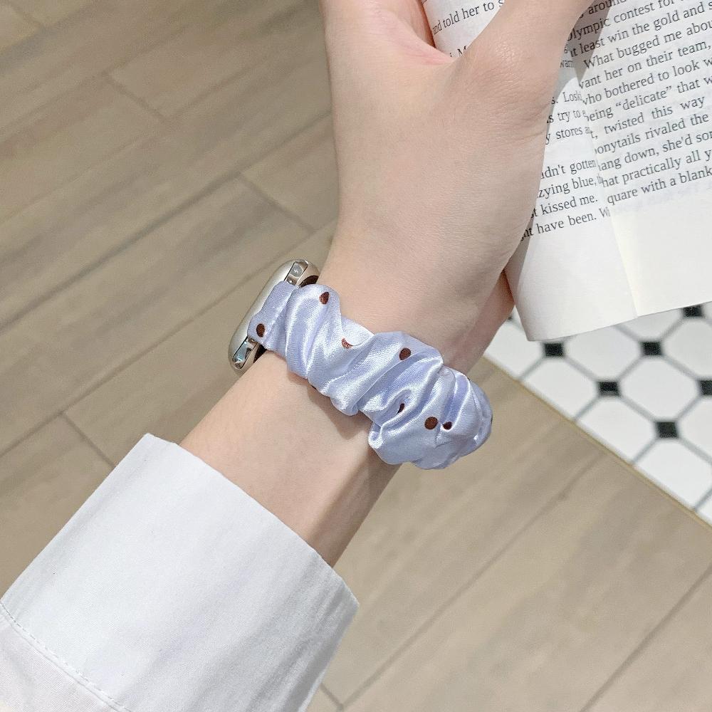 Rekbaar Scrunchie Polsbandje voor Apple Watch Series11 46mm Bandje Dames Polka Dot Garenstijl Lief Scrunchie voor iWatch10/8/7 38/41mm 42mm 44mm 45mm