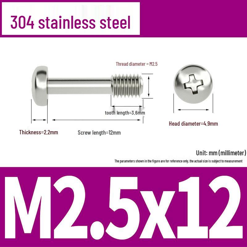 Yigu 304 Stainless Steel Phillips Round Head Captive Screws - M2/M3/M4 Half Thread Pan Head Machine Screws