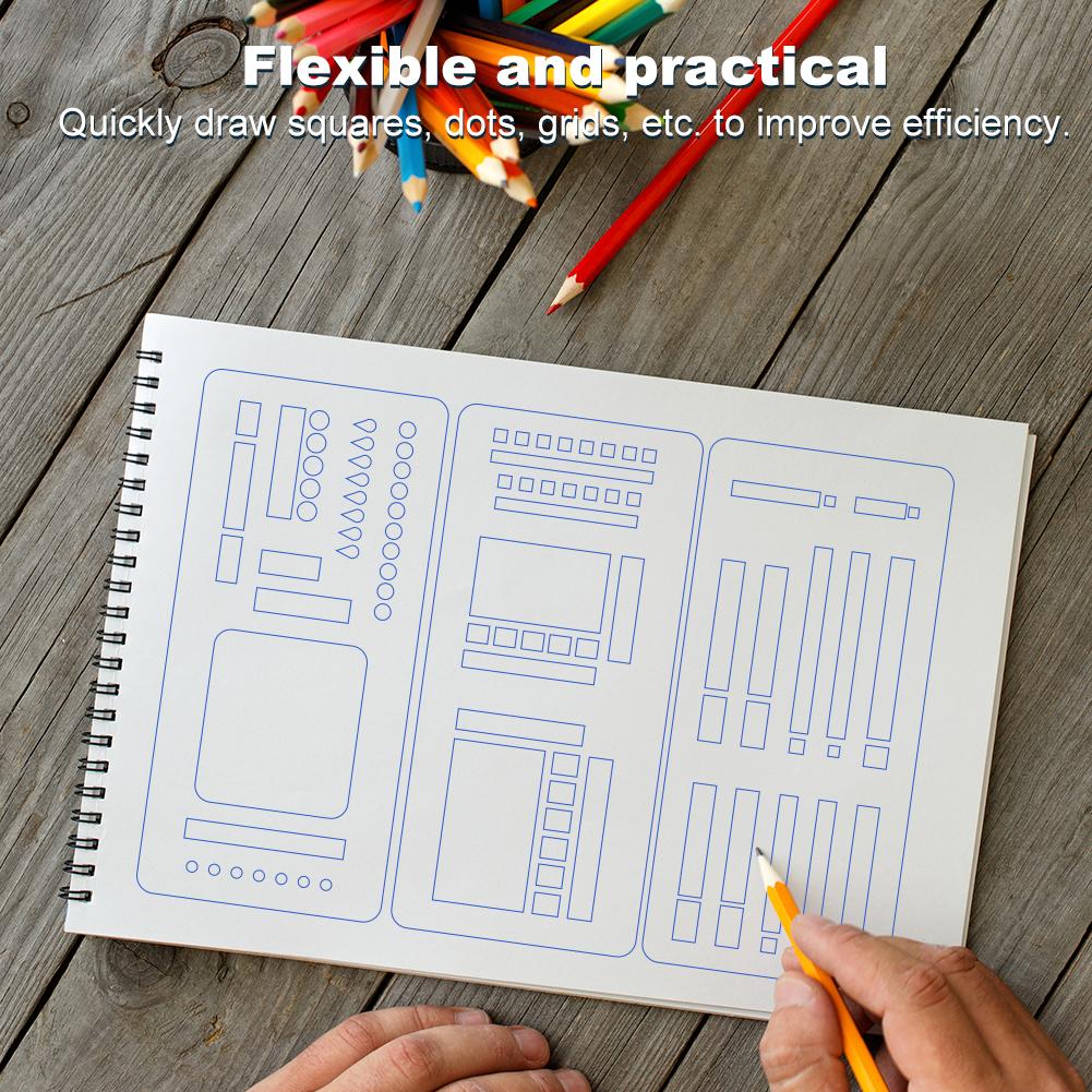 Flexible Record Template Reusable 3-Pack Stencils Drafting Tools Templates Planner Stencils for Boxes Lines & Daily Planning