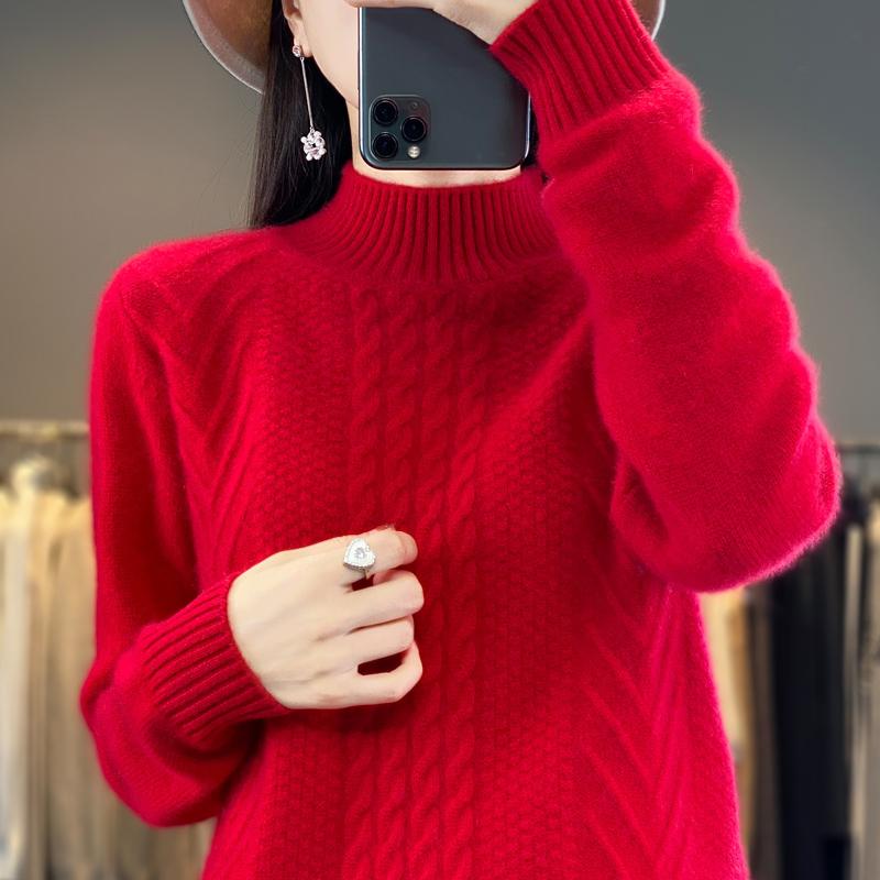 Damen Kaschmirpullover Qinghe Kaschmir 30% Kaschmir 70% Wolle warm und modisch Allrounder Herbst und Winter