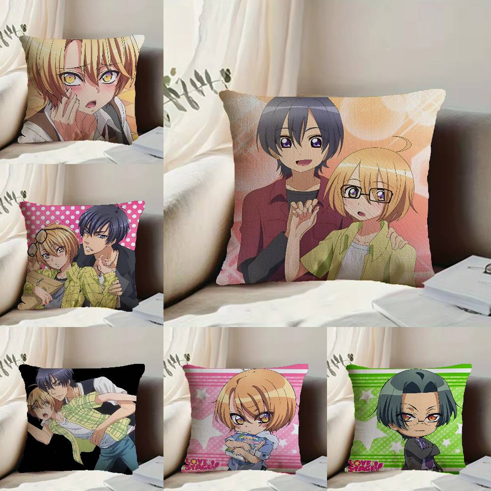 Anime L-Love S-Stage Pillow Case Anti-dustmite Pillowcase Invisible Zipper Silky Short Plush Sofa Cushion Cover