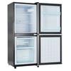 106L Energy-Saving Mini Fridge, 60L Fridge and 46L Freezing Machine, 7 Temperature Settings, Silver Color Door, Black Body, Led Lighting, Adjustable