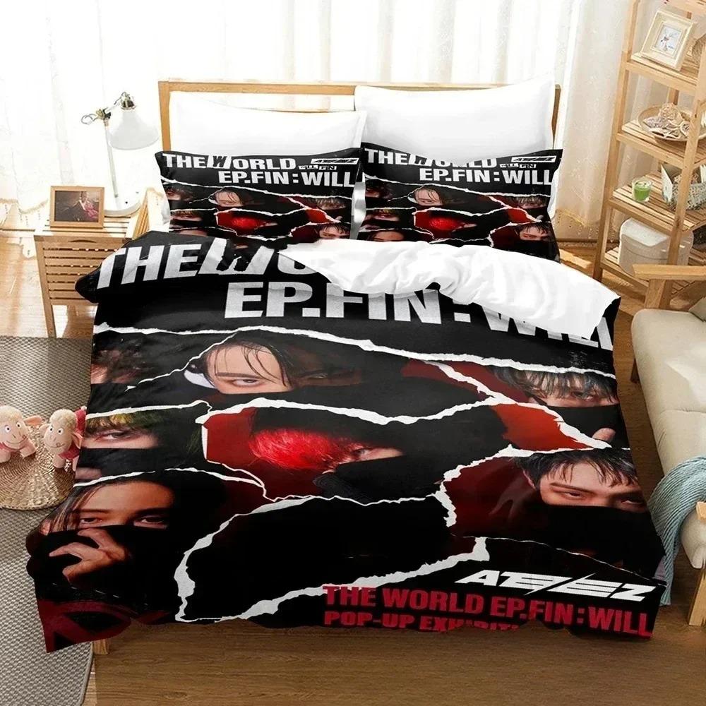 Il Mondo Ep.fin Will ATEEZ Set Biancheria da Letto Copripiumino Set Letto Coperta Federa Piumone king Queen Size Biancheria da Letto per Ragazzi Adulti