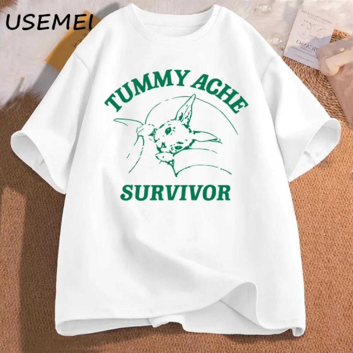 

Tummy Ache Survivor T Shirt Men Women Funny Tummy Ache Tee Tshirt Cotton T-shirts Man Clothes Printed Aesthetic Clothing Tees XXXXXL білий