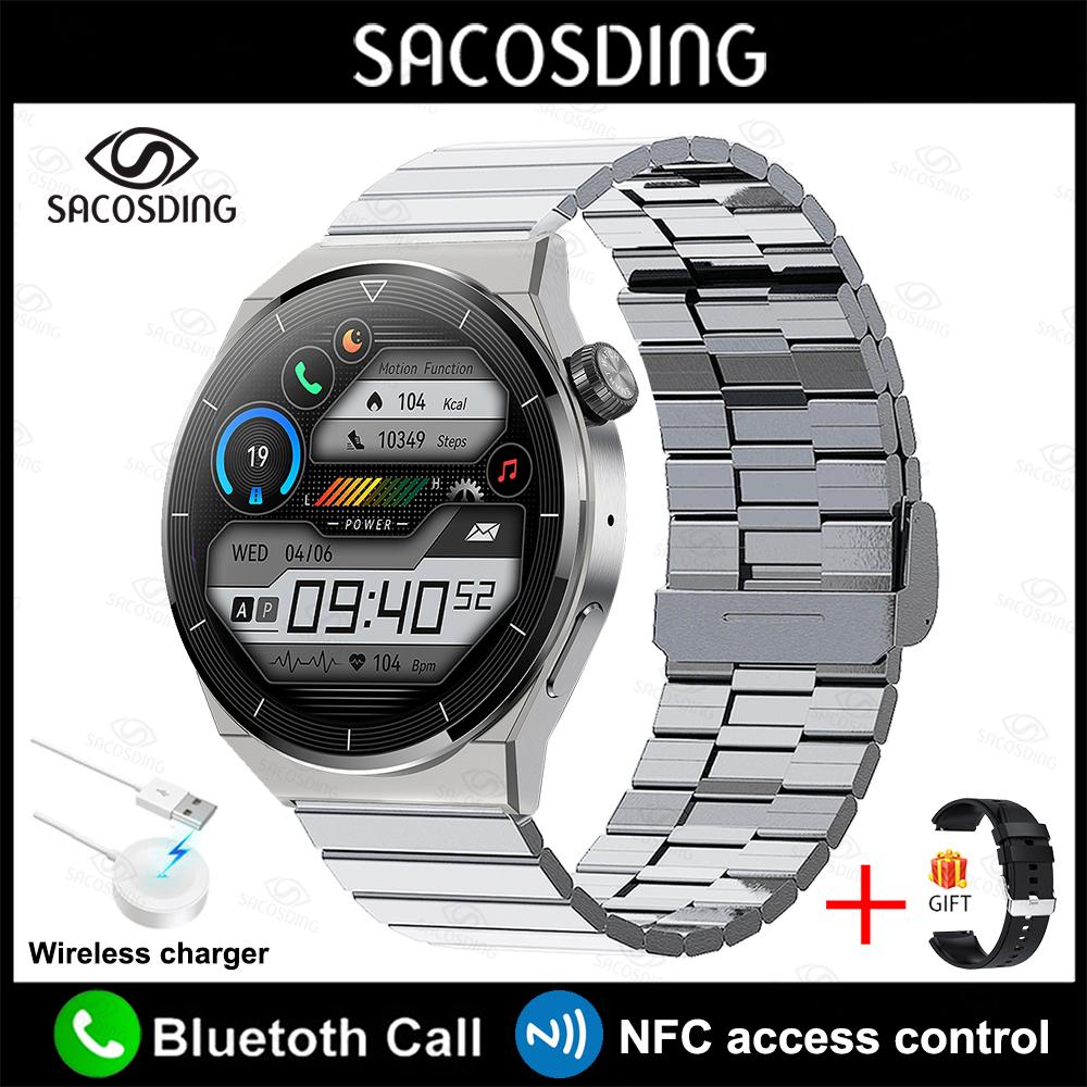 SACOSDING NFC Smart Watch Men GT3 Pro AMOLED 390*390 HD Screen Heart Rate Bluetooth Call IP68 Waterproof SmartWatch For Huawei Xiaomi
