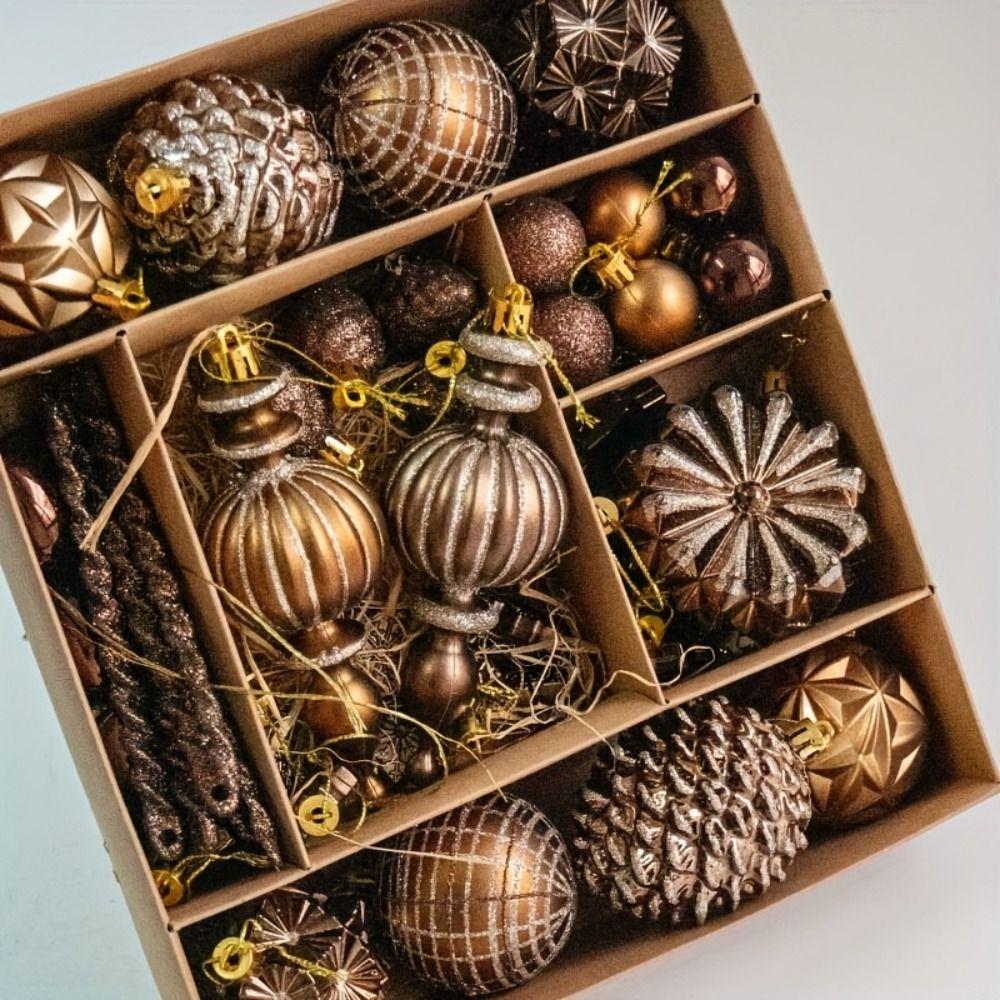 52 Stück Weihnachtsbaumkugeln im Vintage-Stil, Glitzernde Weihnachtskugeln, Feiertagsdekoration