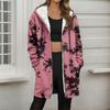 Women's Gradient Print Fashionable Loose Zipper Fleece Hoodie Jacket