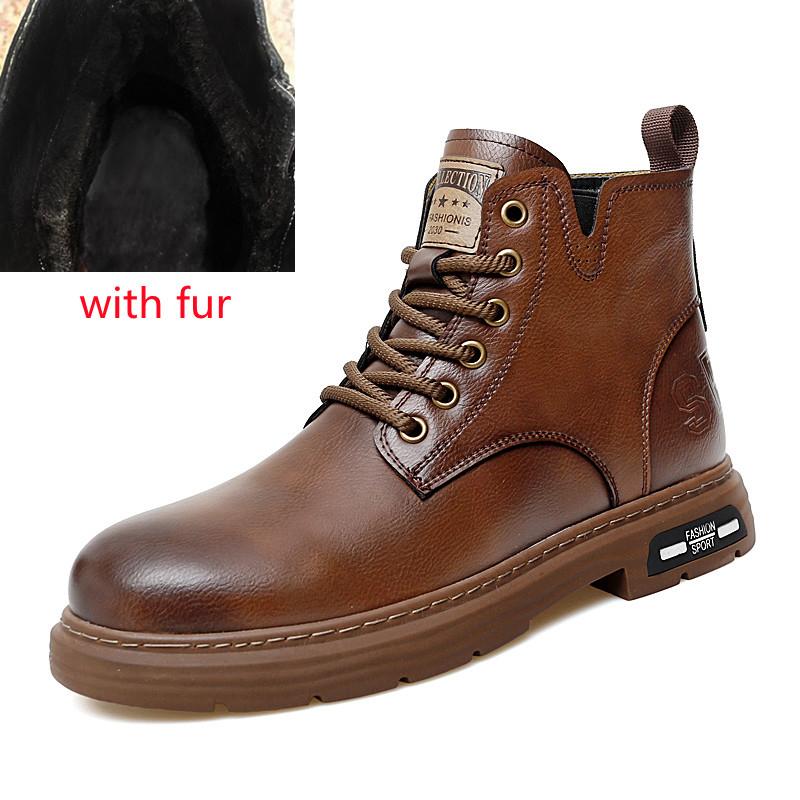 

Мужские туфли из натуральной кожи на шнуровке, высокие модные туфли, удобные мотоциклетные ботинки, повседневные мужские ботильоны в уличном стиле 10