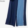 ZANZEA Women Half Sleeve Blouse and Long Pants Patchwork Casual Two Piece Suit Sets