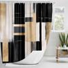 Black Gold Abstract Shower Curtain, Boho Modern Aesthetic, Oil Painting Neutral Art, Fabric Bathroom Set With Hooks
