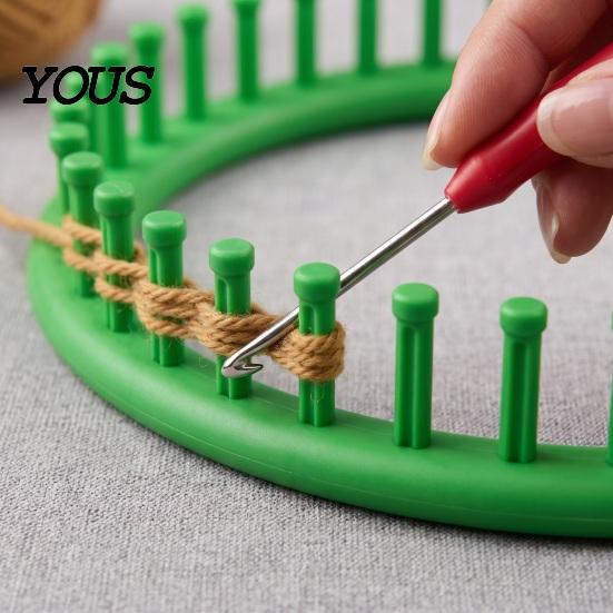 Knitting Accessories Loom Set with Crochet Hook, Needle, Plastic Round Rectangular Yarn Weaving Kit, Beginner for DIY Hat Scarf Shawl Sweaters