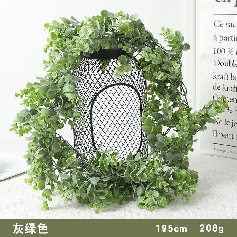 Simulated plastic eucalyptus leaf rattan, simulated green plant rattan decorative wall, simulated rattan