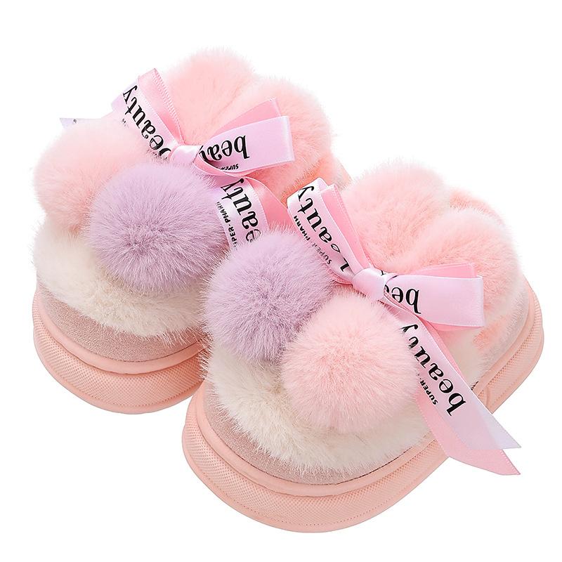 Cute Cartoon for Boys and Girls In Winter, Indoor Warmth for Home Use, Anti Slip for Children, Children's Bags with Heels, Cotton Shoes