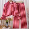 Girls' Casual Set: Fall Children's Bell-Sleeve Lace Blouse and Striped Pants Two-Piece Set