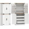 Kitchen Sideboard, High, 4 Doors, 3 Drawers, 8 Adjustable Racks, 76 x 40 x 182 cm, White