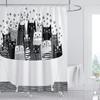 Black White Modern Cute Cartoon Cats Shower Curtain, Bathroom Decorative Shower Curtain, Home Printed Shower Curtain With Hooks