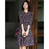 Demana Timeless Bloom 100% Silk Floral Tie-Neck A-Line Dress