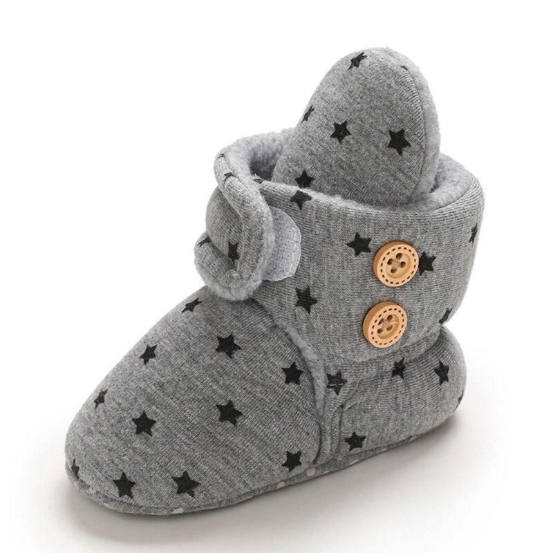 Cute Star Print Prewalkers Booties Winter Soft Anti-slip Warm Newborn Infant Crib Shoes Moccasins