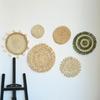 Individualisierte Rattan-Wanddekorationen Einzigartiger runder Wandbehang aus Grasgeflecht