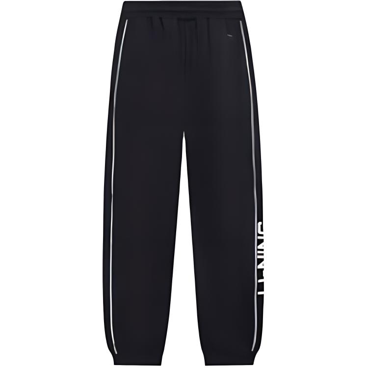 Li Ning Sports Fashion Series Loose Comfortable Fleece Casual Pants Men bottoms Black YKLU327-1