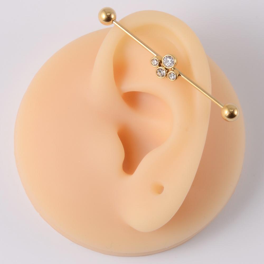 YW Industrielle Barbell Ohrringe Piercing Schmuck Chirurgischer Edelstahl Scaffold Piercings CZ Bar für Damen Herren