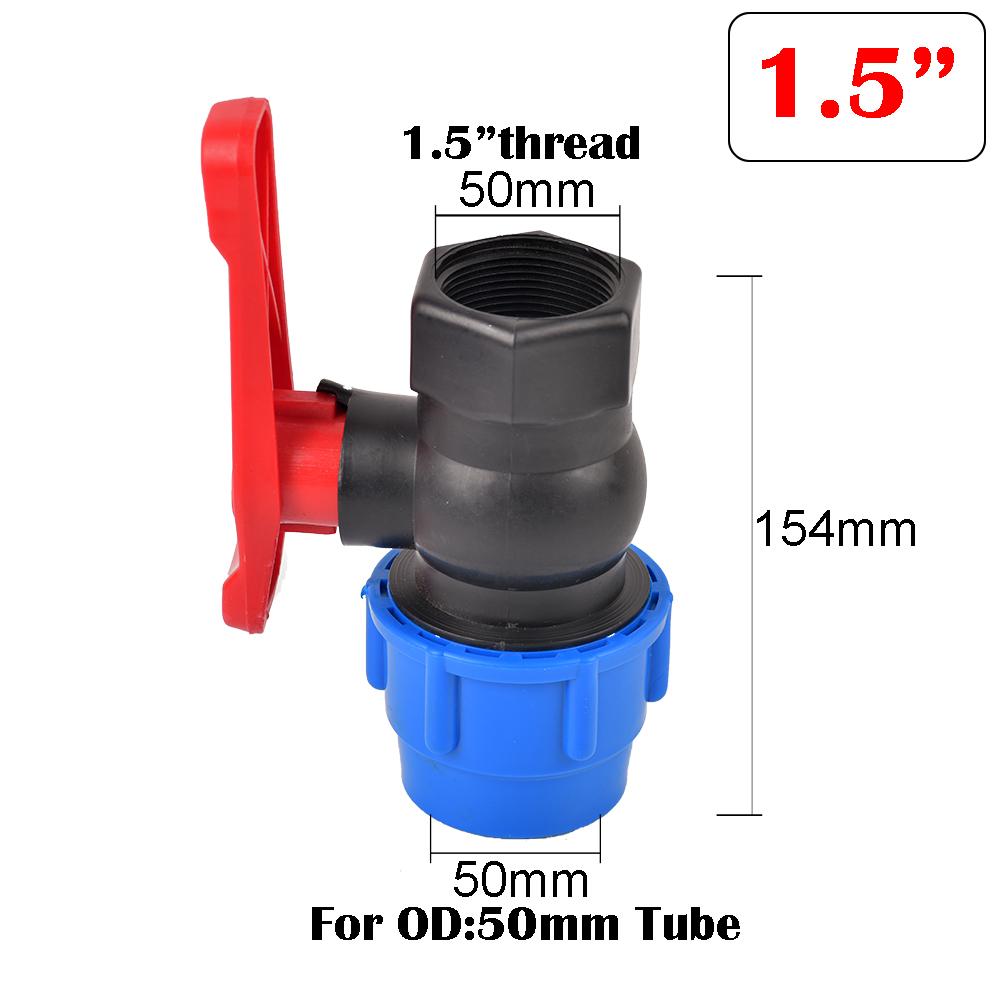 Plast PE Kranvatten Bevattningsvattenrör Snabbkoppling Ventil Invändig gänga till Rör 20mm 25mm 32mm 40mm 50mm 63mm