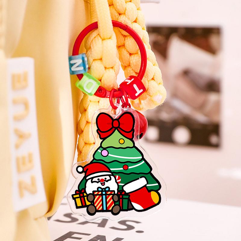 1/6Pcs 2D Christmas Keychain Cute Diy Bag Decoration Accessories High-Value Christmas Tree Keychain Pendant Festival Gift