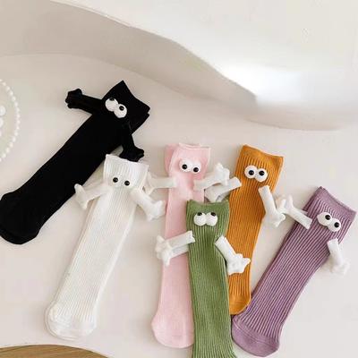 Sommersocken aus Baumwolle mit Magnetverschluss, süße Handsocken, Kindersocken, Sommersocken in Volltonfarbe, mittellange Schlauchsocken, Familiensocken, Mädchensocken