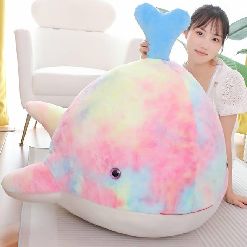 Rainbow Whale Plush Toy Cute Marine Animal Stuffed Doll Decoration Gift Kids