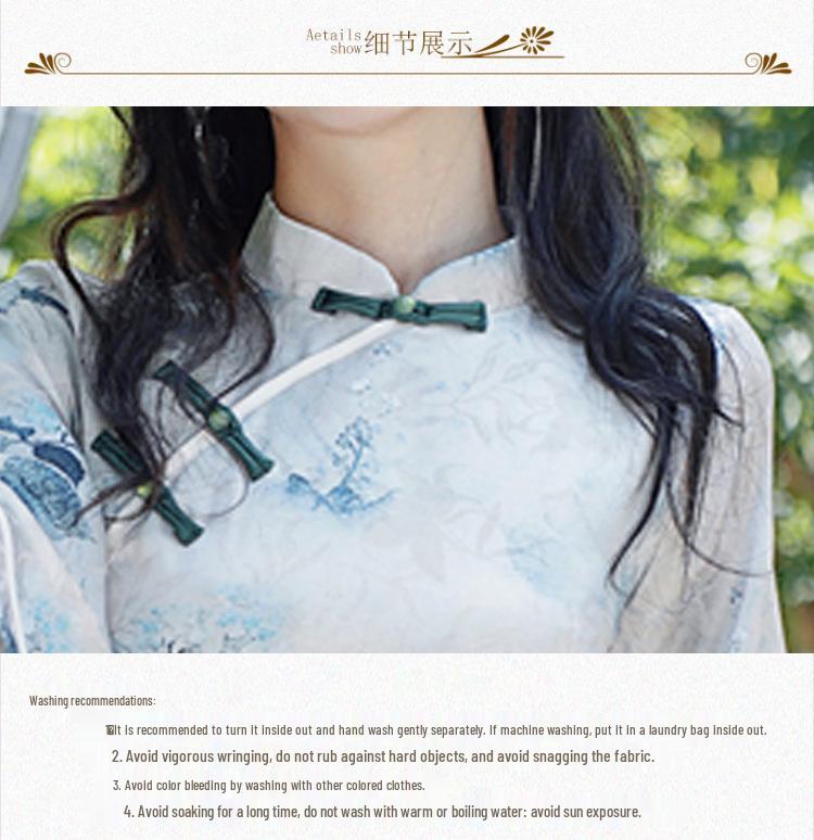 2025 Modern Chinese Big Sleeve Qipao: Elegant Retro-Inspired Daily Wear for Young Women