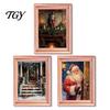 Christmas Refrigerator Magnets 3Pcs Light-up Frame Magnet, Vintage Wooden Picture Frames with Lights Fridge Glowing Magnetic Holder for Cabinet Locker