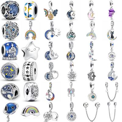 Original Copper Plated Accessories Fashion Charm Starry Sky Series Rainbow Bead Fit Pendant Bracelet For Women Diy Jewelry Gift
