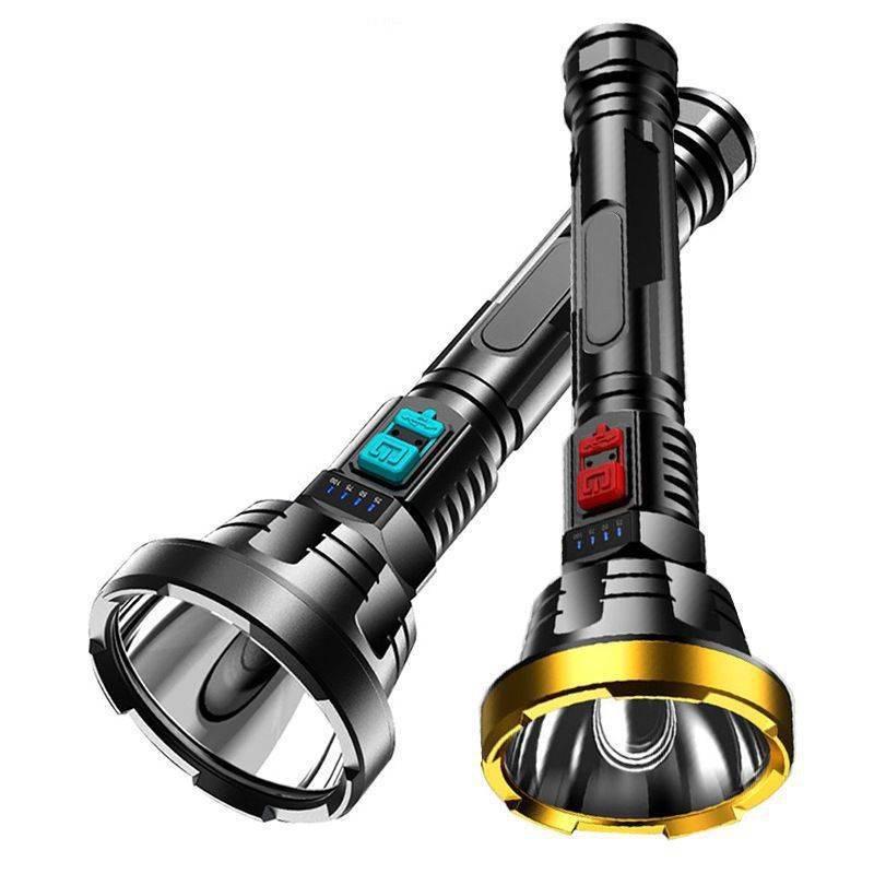 Strong Light Flashlight LED Power Display Built In Battery Outdoor Long Range Waterproof USB Charging Strong Light Flashlight