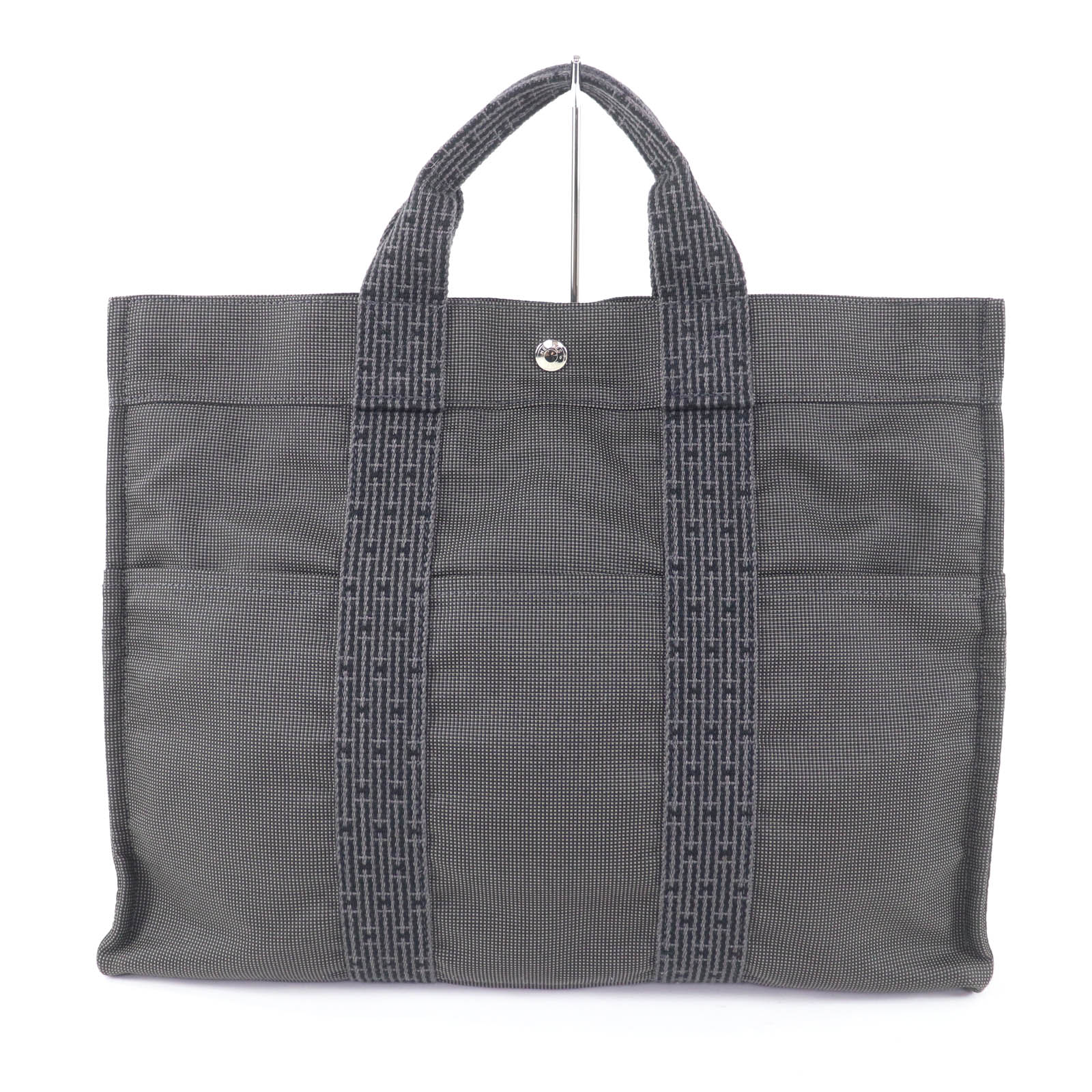 

Great HERMES Tote Bag Her LineMM Canvas with Serie buttons gray polyamide Women Used
