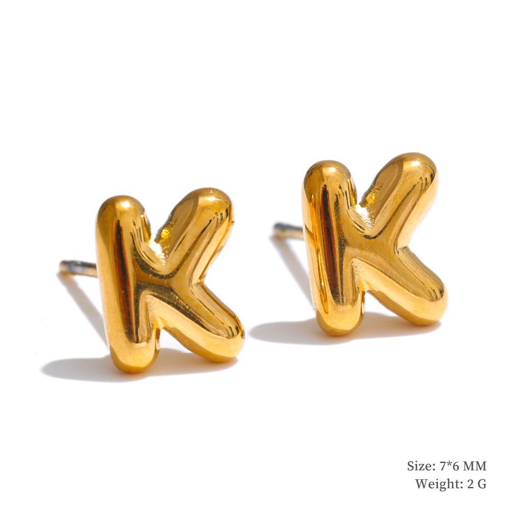 Yhpup 26 Initial Letter A-Z Stainless Steel Gold Color Stud Earrings 18K PVD Waterproof Plated Daily Versatile Basic Jewelry