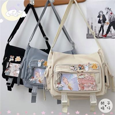 Nylon Crossbody Bags for Girls School Bags Japanese Transparent Bookbag Pocket Women Handbags Shoulder Messenger Bag Satchels