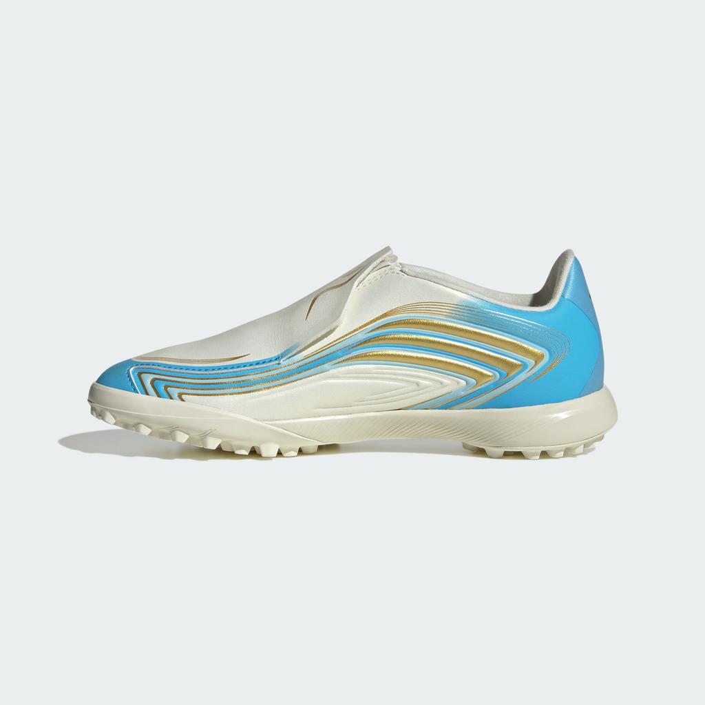 adidas F50 Messi League Laceless TF Little Kid 'Ivory Semi Blue Burst'