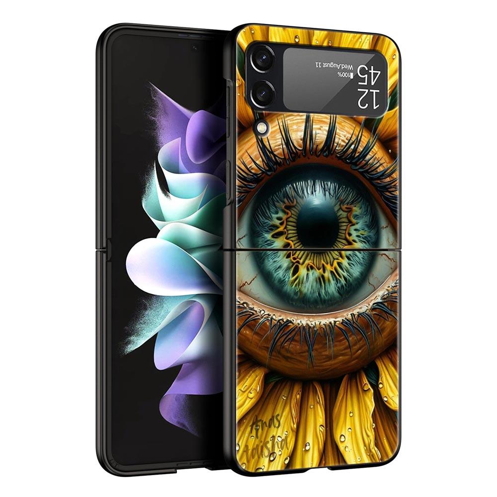 Fashion Eyelashes Eyes Hard PC Phone Case For Samsung Galaxy Z Flip 7 6 5 4 Black Cover For Galaxy Z Flip3 Foldable Fundas Shell