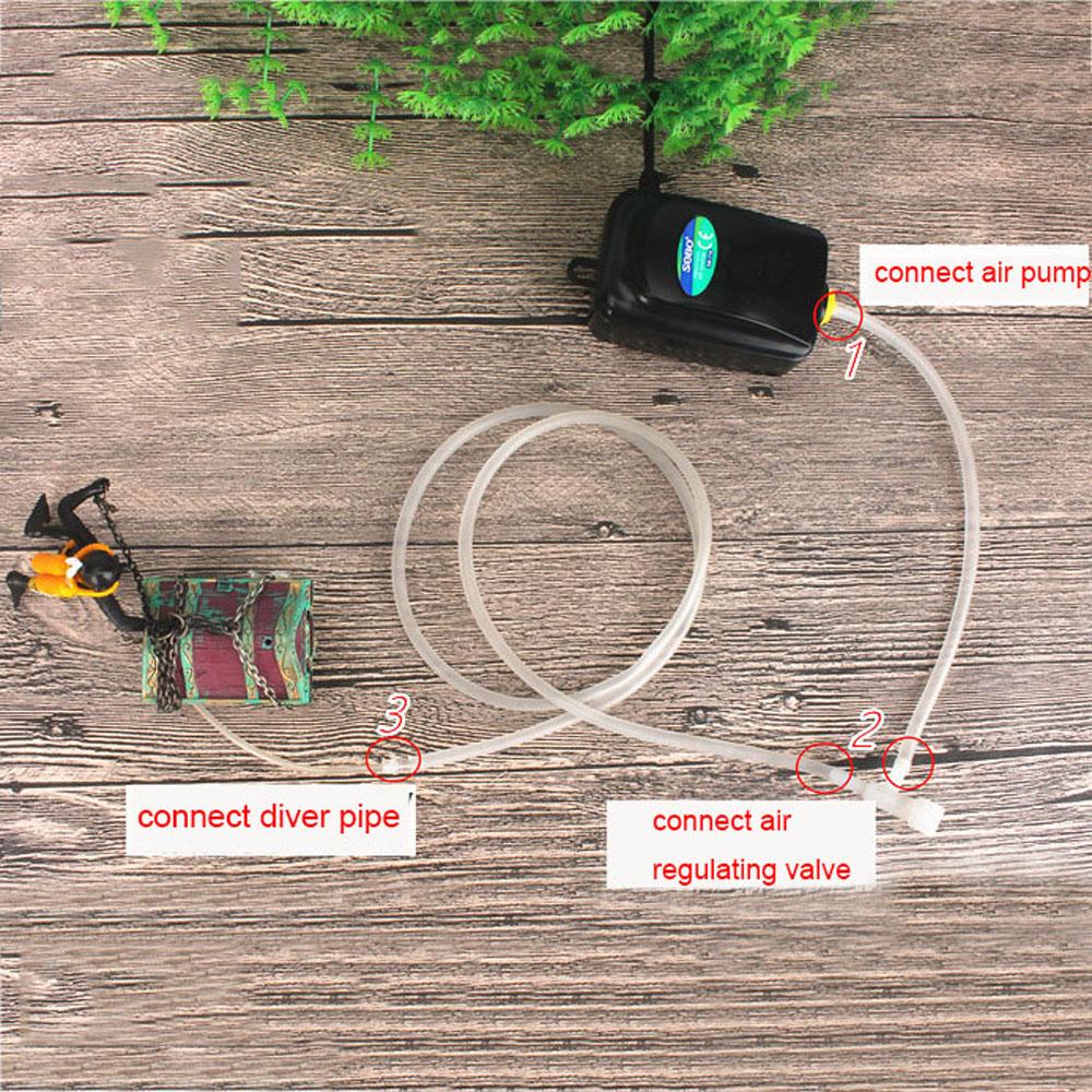 Treasure Hunter Frogman Pneumatic Ornament Air Pump Connecting Aquarium Decoration Fish Tank Decor