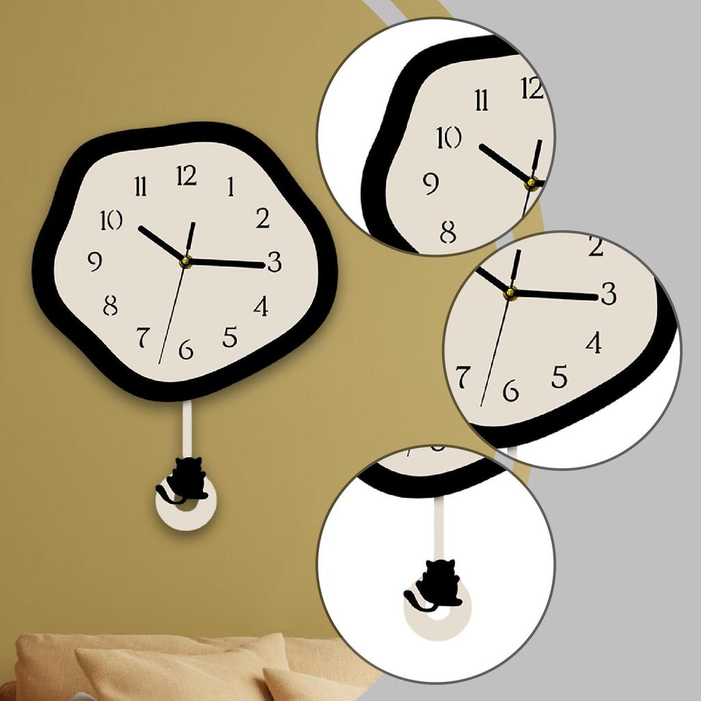 Katzen Wanduhr Tickenfrei Gut Ablesbar Niedlich Minimalistisch Einzigartige Dekoration Schmuckstück Dekorative Uhr für Schlafzimmer Innen Studio