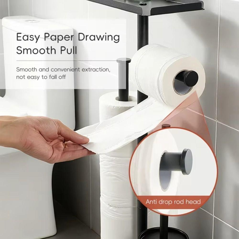Stainless Steel Floor Standing Toilet Roll Holder Vertical Paper Storage Rack  Bedroom