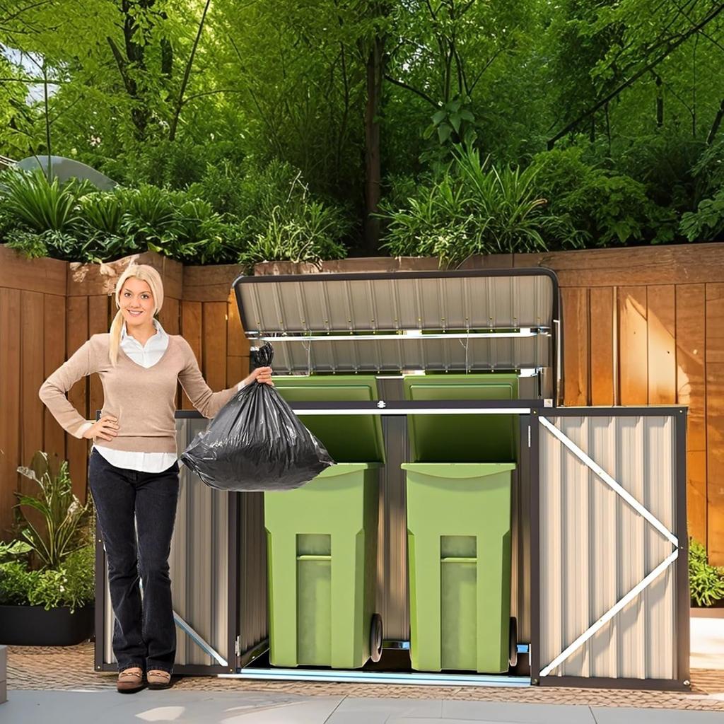 Metal Garden Storage Box Shed, 1.3m² Waterproof Outdoor Tool Organiser with Double Doors, Compact Galvanised Steel Small Sheds for Outside, Gray