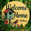 Iron Wall Decor Rustic Birdhouse Floral Print Vintage Plaque Home
