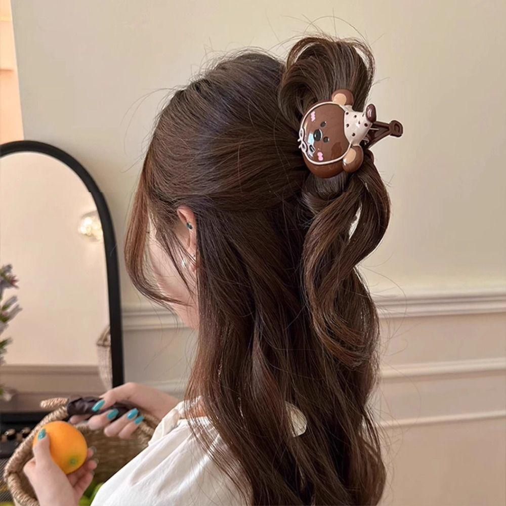Geometry Bear Hair Clip Hairpin Plastic Grab Clip Creative Cartoon Hair Claw  Vacation