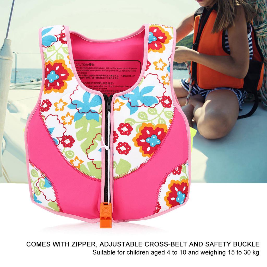 Neoprene Portable Children Safety Life Jacket Vest Floating Accessory for Kid Wearingpink