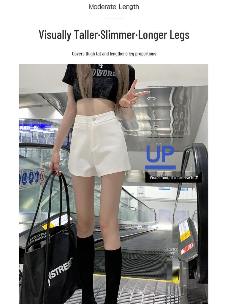 Women's Plus Size Black High Waist Summer Shorts