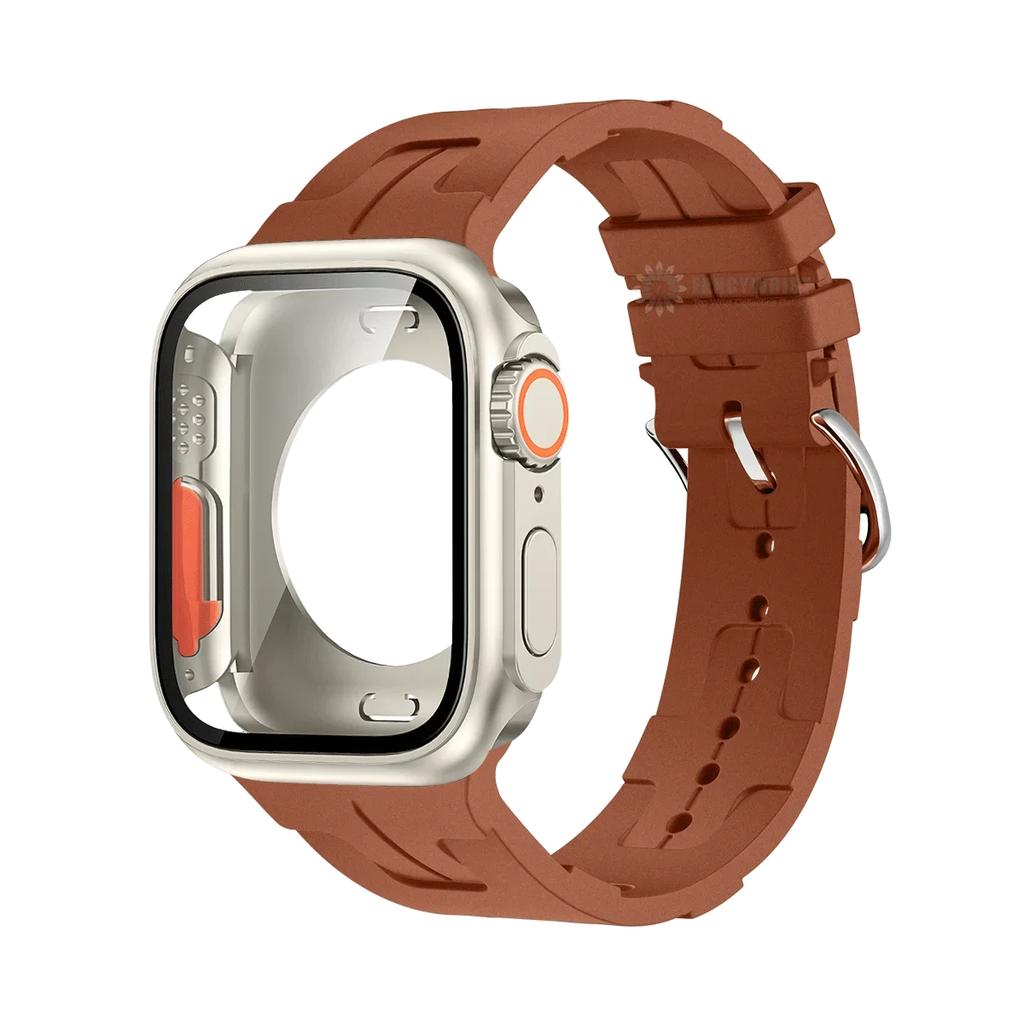 Original Silicone Band &Change To Ultra Case For Apple Watch 9 8 7 6 SE 5 4 Strap For iWatch Series 44mm 45mm 42mm 41mm Bracelet