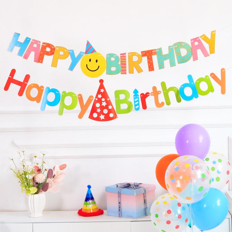 Bunte Geburtstags-Zugflaggen-Dekoration für Kindergärten